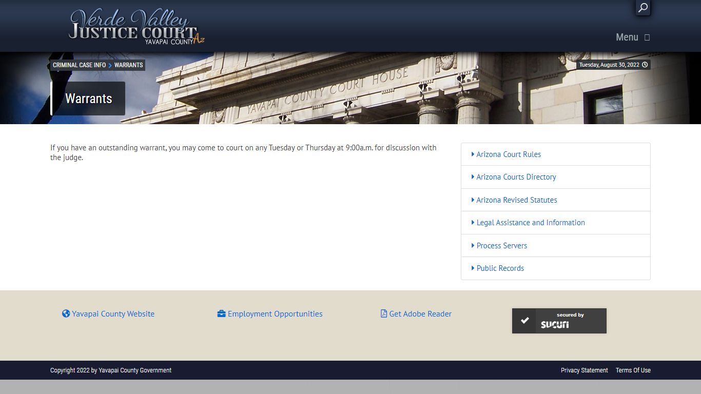 Warrants - Welcome to Yavapai County Courts' Official Website
